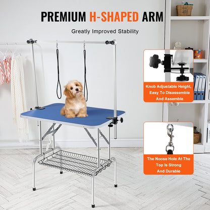 Hondentrimtafel - Grooming Tafel Kniptafel - Opvouwbare Pet Stand - Pet Care Table - 32inch een arm - met klem - voor middelgrote kleine honden met Grooming Loop - QUORE