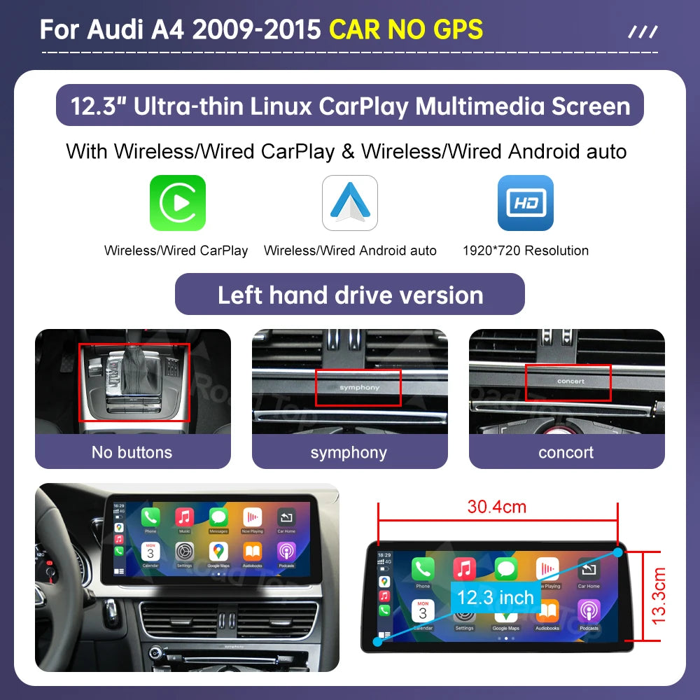 Multimediaspeler – Multimedia Scherm – Autoradio – Carplayer – Touchscreen – Draadloze CarPlay & Android Auto – 10,25 Inch Linux Display – Plug-and-Play Installatie - QUORE