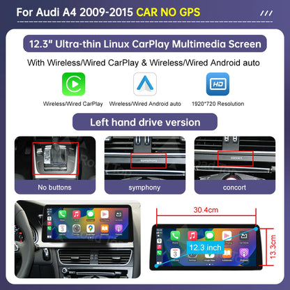Multimediaspeler – Multimedia Scherm – Autoradio – Carplayer – Touchscreen – Draadloze CarPlay & Android Auto – 10,25 Inch Linux Display – Plug-and-Play Installatie - QUORE