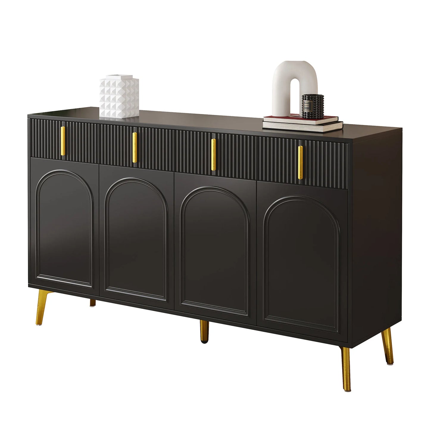 Kast - Dressoir - Opbergkast - Woonkamer - 140 cm x 37,8 cm x 82 cm - Zwart