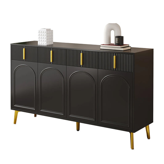 Kast - Dressoir - Opbergkast - Woonkamer - 140 cm x 37,8 cm x 82 cm - Zwart