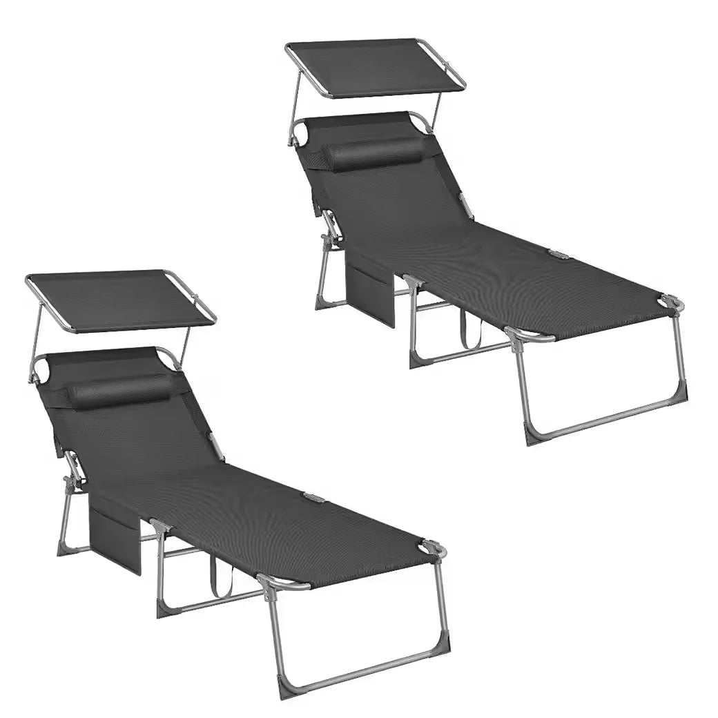 Zonne-Ligstoel – Comfortabele Ligstoel – Tuinstoel – Strandstoel – Met Handige Zijtas – Stalen Frame – Maximaal 150 Kg