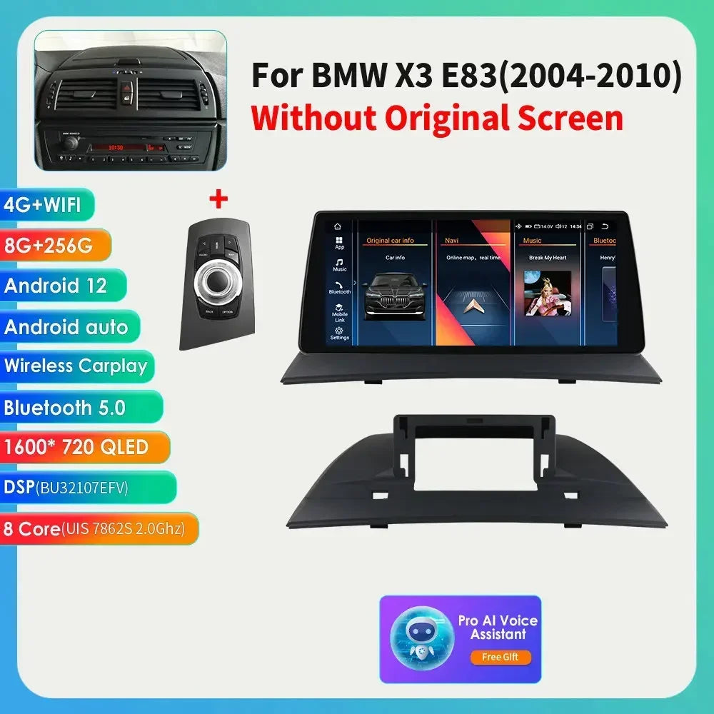 Multimedia Systeem BMW X3 E83 – Autoradio – Navigatiesysteem – CarPlay Radio – Android Auto – 8GB-256GB Variant – 10,33 Inch QLED Scherm – 4G & AI Spraakbediening