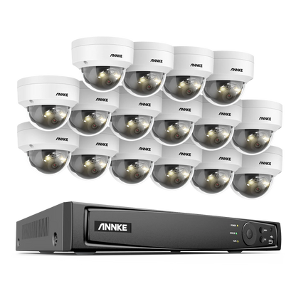 16-Kanaals IP Beveiligingscamera Set – Bewakingscamera – CCTV Systeem – Videobewaking – Surveillance Camera – 12MP Bullet Camera’s – 4K HDMI Live Weergave