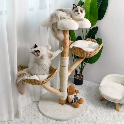 Kattenkrabpaal – Krabmeubel – Kattenpaal – Speelpaal – Natuurlijk Wilgenhout – Meerdere Verdiepingen – Sisal Krabposten - 60 x 111 cm