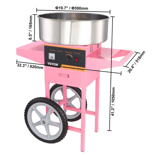 Suikerspinmachine – Suikerspin Maker – Suikerwolkenmaker – Feestmachine – Kermismachine – 500 Watt Motor – RVS Kom