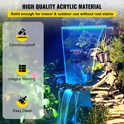 Waterval Fontein - Zwembad - Waterval Overlaat - Kamerfontein  - Binnen & Buiten -  30 cm - met LED-verlichting - Zwembadfontein met 17 Kleuren en Afstandsbediening – Buiten Fontein Kit voor Waterpartijen
