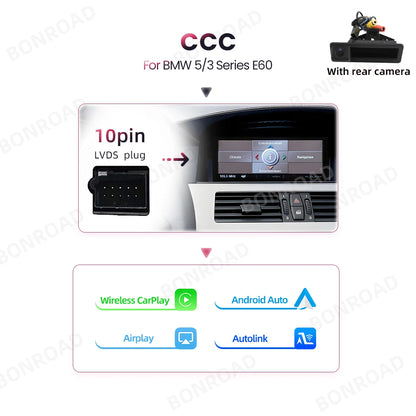 Multimedia Speler BMW E60 E90 – CarPlay Radio – Android Auto Interface – Touchscreen Navigatie – Achteruitrijcamera Input – 8,8 Inch Scherm – 4x45W DSP Geluidskwaliteit - QUORE