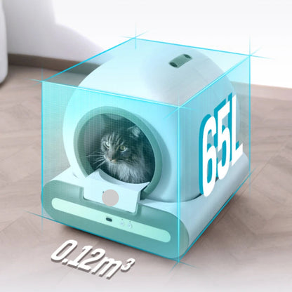 Slimme Kattenbak – Zelfreinigende Kattenbak – Automatische Kattenbak – Afgesloten Kattenbak – 65 Liter Capaciteit – App-Bediening - Groen