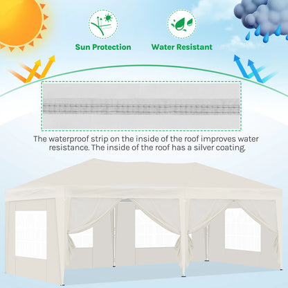 Tuinpaviljoen – Partytent – Tuitent – Overkapping – Waterdicht Oxford Doek – Pop-Up Systeem - 3x6 Meter – Beige
