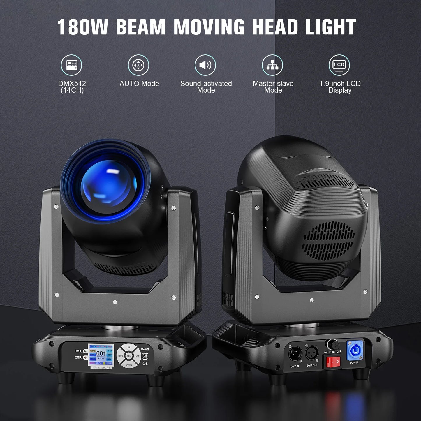 Moving Head Light – Moving Head Lamp – DJ Licht – Stage Light – Feestverlichting – Zwart EU Plug – Krachtige 120W LED – 540° Horizontale Beweging