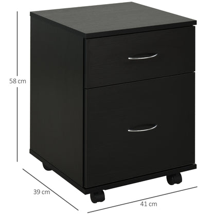 Ladekast - Archiefkast - Opbergkast - Kantoorartikelen - Meubelen - 41 cm x 39 cm x 58 cm - Zwart - QUORE