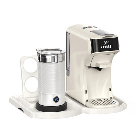 Koffiemachines - 6-in-1 Capsule Koffiemachine met Dienblad – Voor Heet & Koud – Espresso - Cappuccino - Dolce Gusto - Nespresso – Koffiezetapparaat - Wit