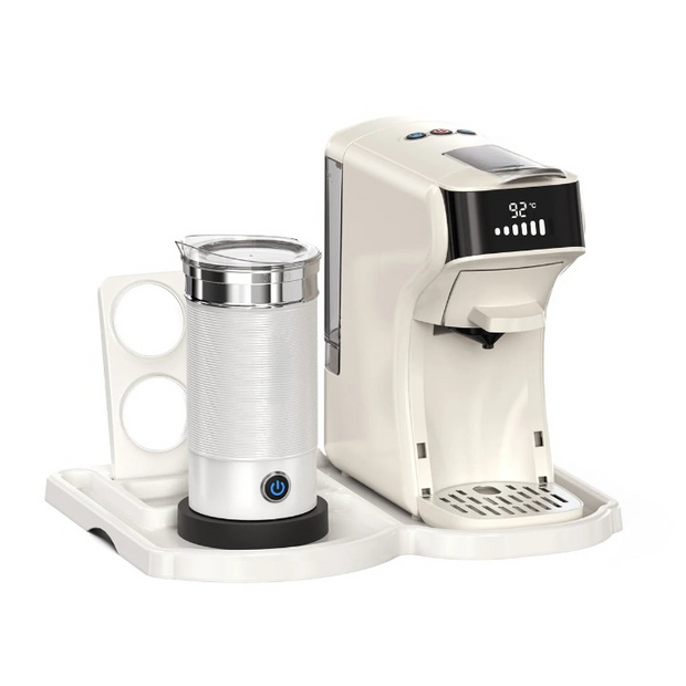 Koffiemachines - 6-in-1 Capsule Koffiemachine met Dienblad – Voor Heet & Koud – Espresso - Cappuccino - Dolce Gusto - Nespresso – Koffiezetapparaat - Wit