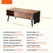 Koffietafel - Table - Coffe table - Living Room Table - Lift Top salontafel - tafel met extra opbergruimte - omklapbare salontafel voor de woonkamer - 39.4in - Bruin - 42.11lbs