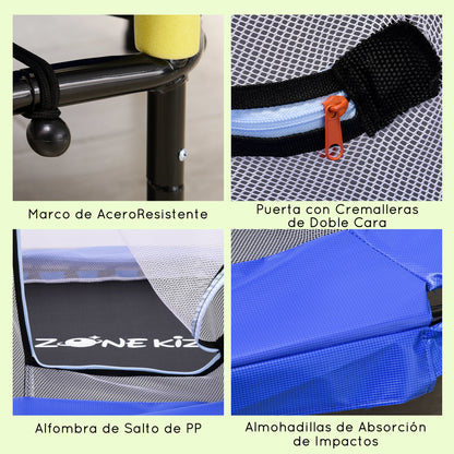 Trampoline voor Kinderen 3-6 Jaar - Veiligheidsnet - 122x122x97 cm - Blauw/Pink - Balance Training
