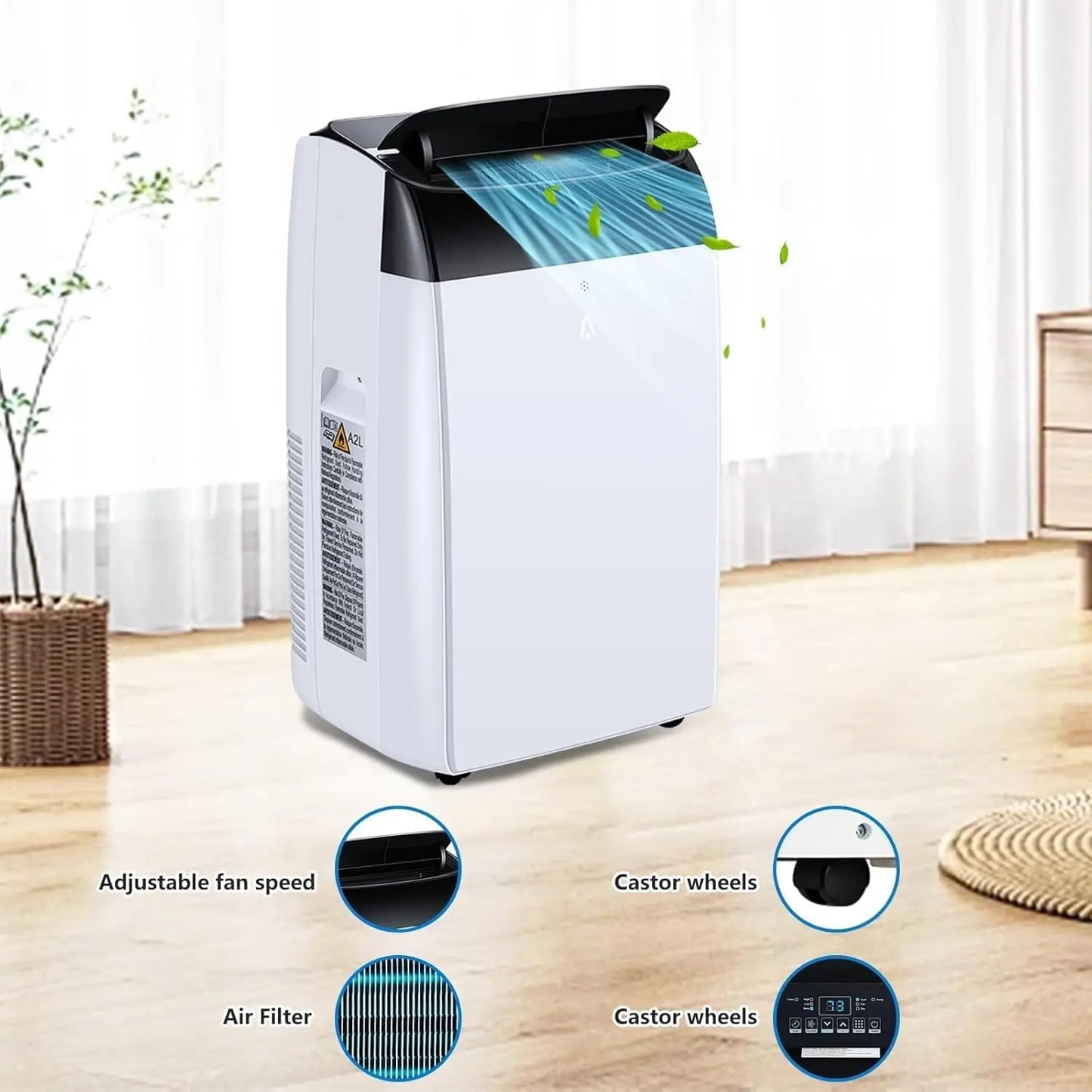 Draagbare Airconditioner – Mobiele Airco – 3-in-1 Airco – Koelmachine – Ontvochtiger – 10000 BTU – 42 Liter Ontvochtiging - QUORE