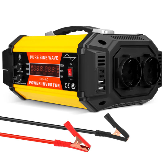 Omvormer – Spanningsomvormer – Inverter – Auto-omvormer – Caravan Omvormer – 1000W Piekvermogen – Zuivere Sinusgolf