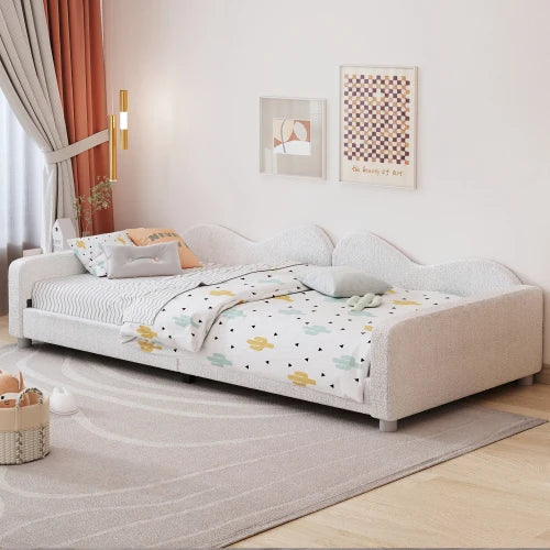 Kinderbedkussen Bed - Slaapbank Frame - Teddy Doek Multifunctionele - Rugleuning Armleuning Zacht Bed - Eugdbed Gastenbed - 90*200 cm - 02 Wit