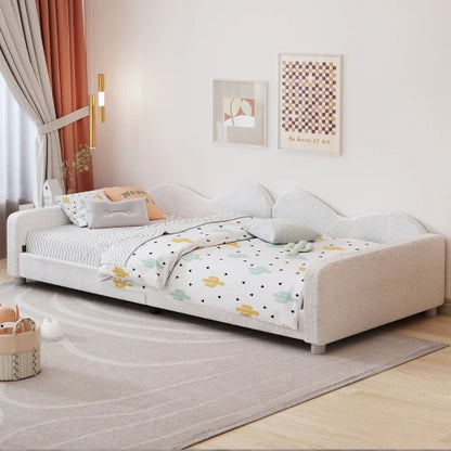 Kinderbedkussen Bed - Slaapbank Frame - Teddy Doek Multifunctionele - Rugleuning Armleuning Zacht Bed - Eugdbed Gastenbed - 90*200 cm - 02 Wit