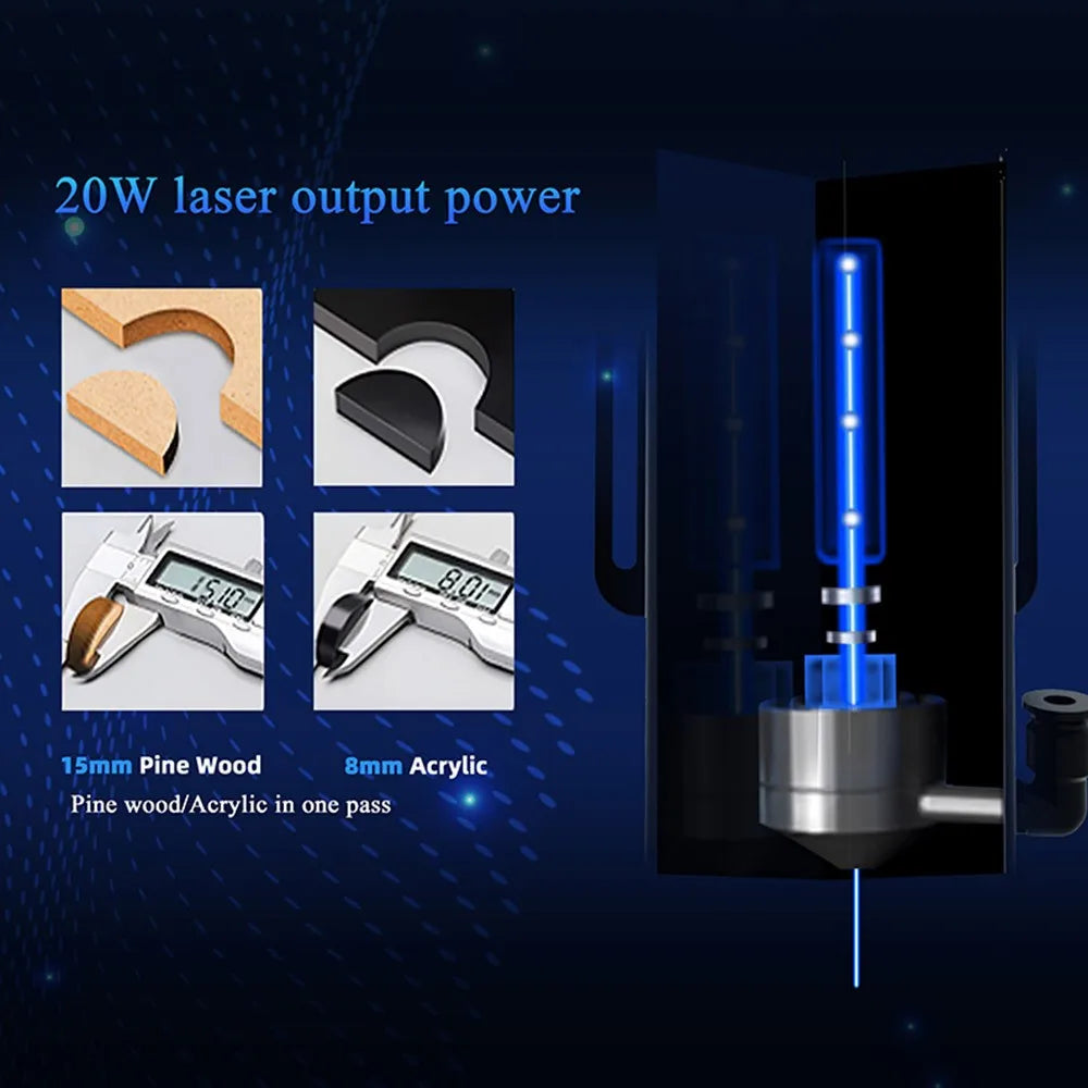 Lasergraveermachine – Laser Cutter – Graveermachine – Laser Snijder – 20W Vermogen – Precisie 0,08x0,1 Mm – Touchscreen Bedienbaar
