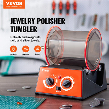 VEVOR 3 /5kg Rotary Tumbler Surface Polisher Jewelry Polishing Machine Finishing Machine with Polishing Bead for Chamfering