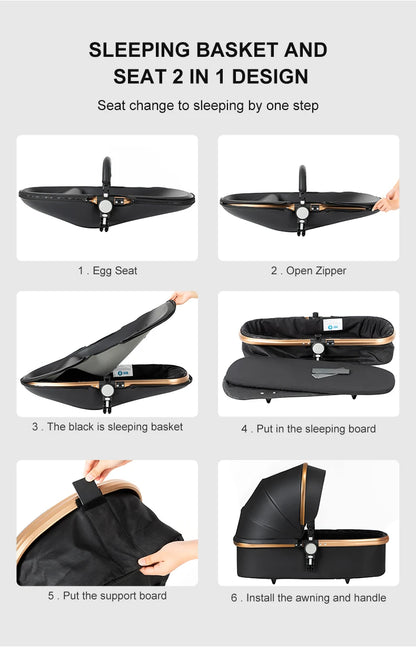 Kinderwagen - Babywagen - Buggy - Wandelwagen - 3-in-1 - met Reiswieg - en Autostoel - Opvouwbare Babystoel - Lichtgewicht - voor Baby's - en Peuters - Wit