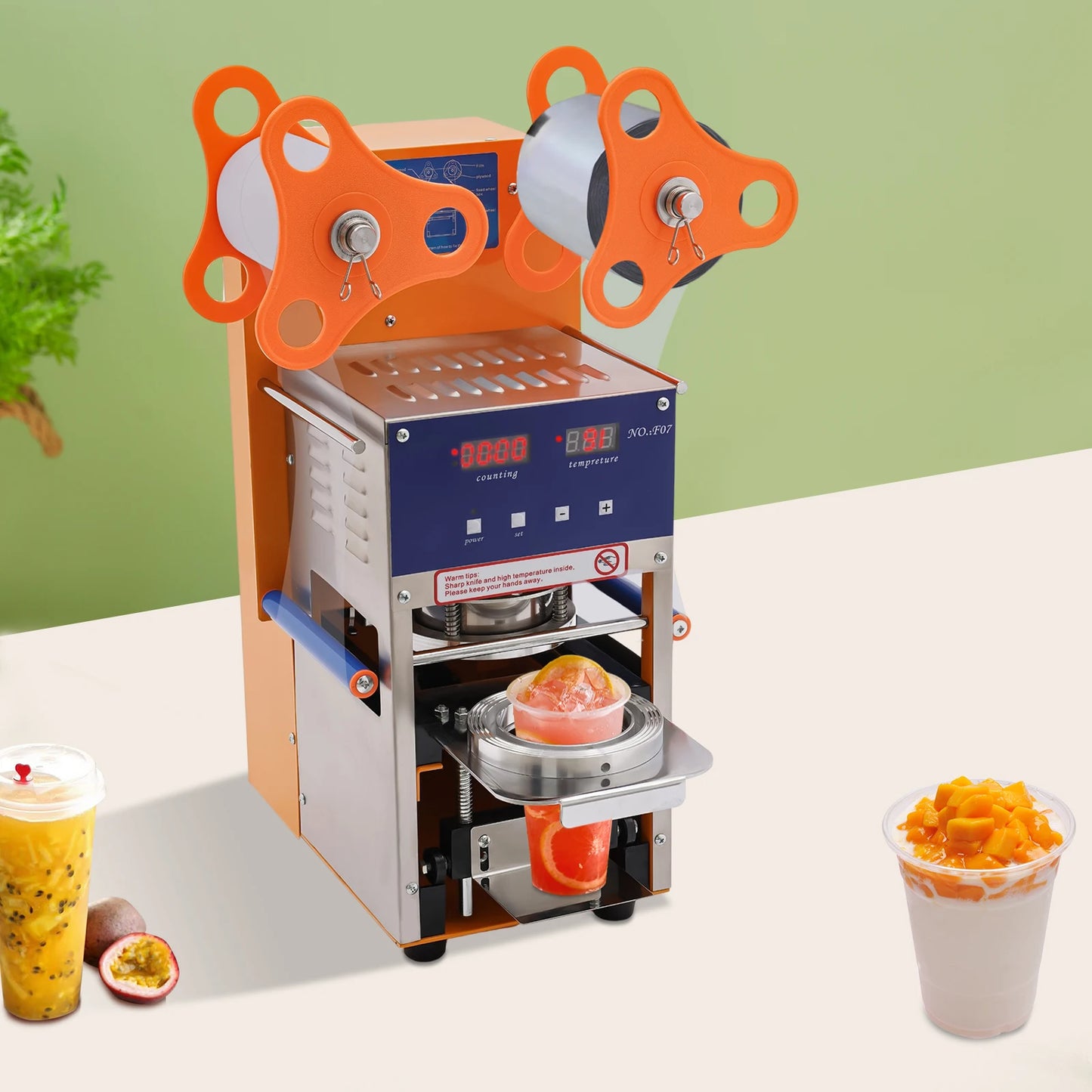 Automatische Cup Sealermachine – Beker Sealer – Drank Sealer – Luchtdichte Verpakking – Roestvrij Staal – 600 Bekers Per Uur – Instelbare Temperatuur