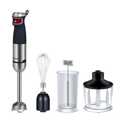 Staafmixer - 1200W - Handblender - Blender - 5-in-1 Functionaliteit - RVS Messen - Traploze Snelheid - Inclusief Hakmolen - RVS 4-blads Messen - Foodprocessor