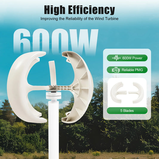 Windturbine – Zuinige Windgenerator – Duurzame Energiebron – Thuisgebruik – 600W Generator – Waterdichte Controller - 12V