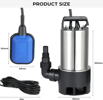 Dompelpomp - Vuilwaterpomp - Waterpomp – 1100W voor Vuil Water - 16500 L/h – Met Vlotterschakelaar – Zwart/Blauw