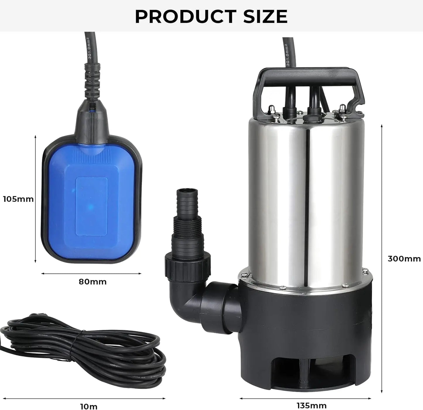 Dompelpomp - Vuilwaterpomp - Waterpomp –  1100W voor Vuil Water – 16500 L/h – Met Vlotterschakelaar – Groen