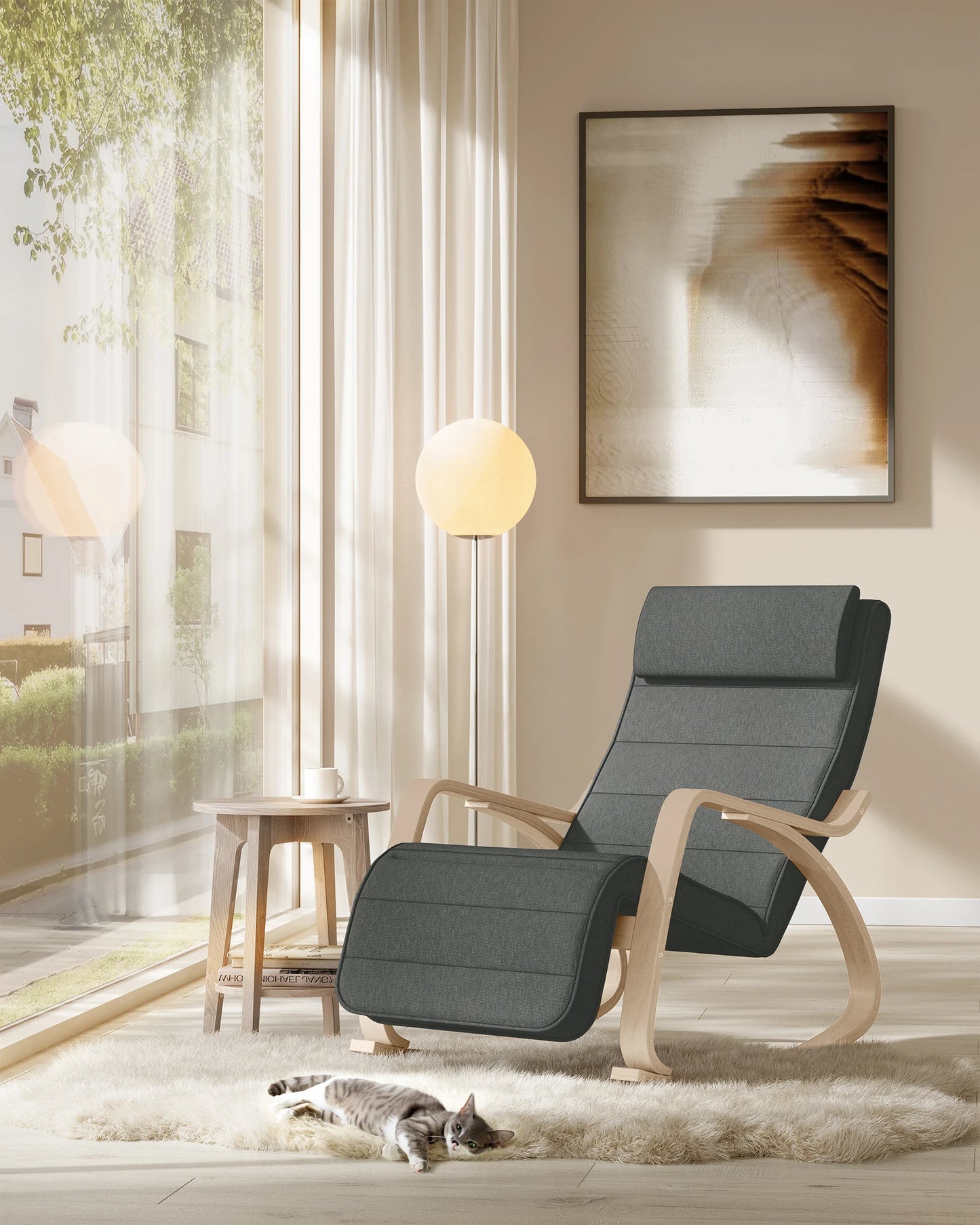 Schommelstoel - Schommelbank -  Relaxstoel - Draaifauteuil -  Comfortabele Relaxstoel voor Thuis - Zwart - QUORE