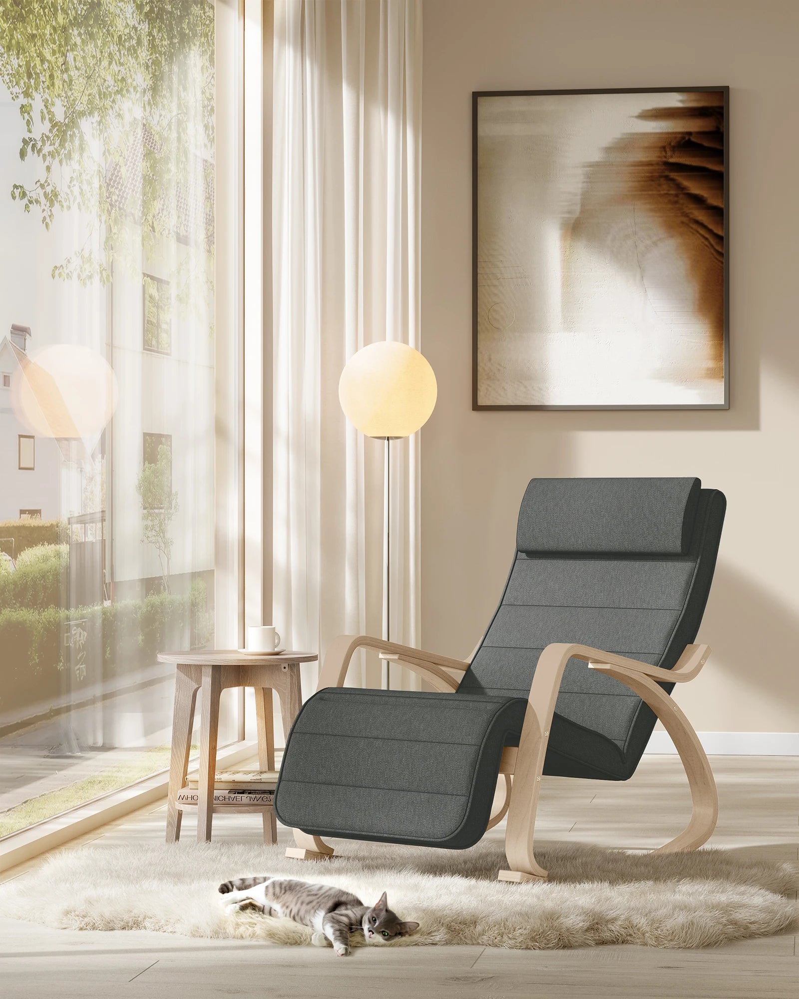 Schommelstoel - Schommelbank -  Relaxstoel - Draaifauteuil -  Comfortabele Relaxstoel voor Thuis - Zwart - QUORE