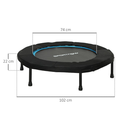 Fitness - Trampoline - Vouwbaar - Steel - Frame - Oefeningen-Buik - Cardio - Training - Ø-102-cm - Veiligheidsmat - Max-100-kg - Blauw - QUORE