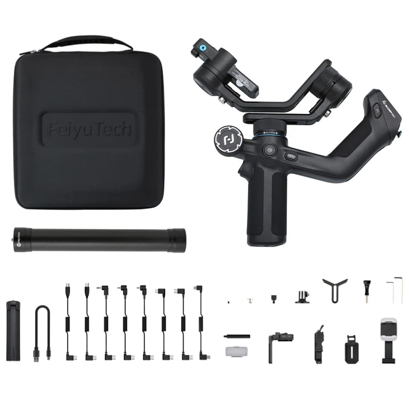 Gimbal Smartphone - Stabilisator voor Smartphone & Camera - Gimbal voor Smartphone & Camera - 3-Axis - Handheld spiegelloos - met AI-tracker Magnetic Fill - 360° - Kantelhoek +170°~-45° - Zwart Kit - QUORE