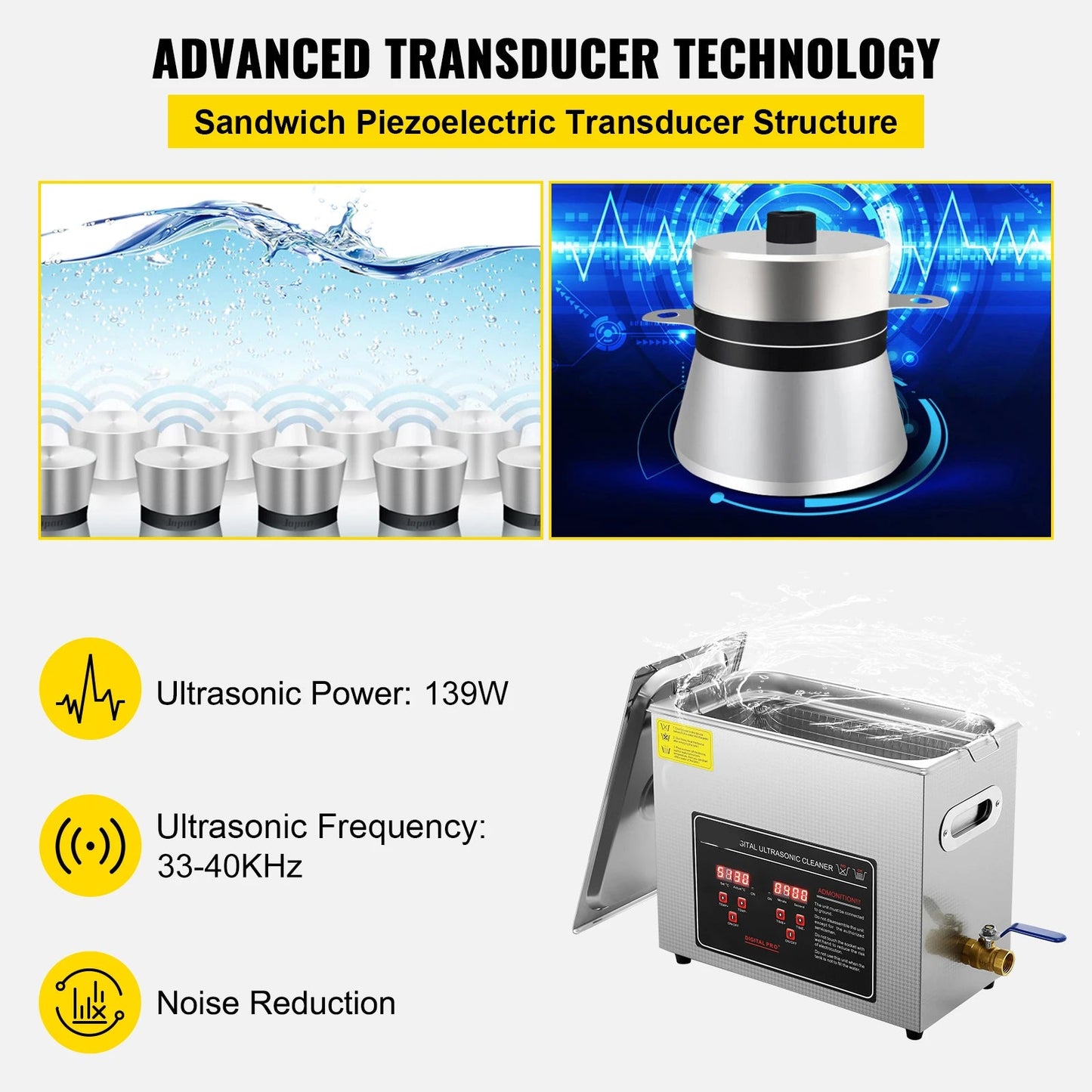 Ultrasoon Reiniger - Reinigingsapparaat voor Sieraden en Brillen - 30L - Ultrasone - Ultrasonic Cleaner - met Digitale Timer en Verwarming - Extra Grote Roestvrijstalen Reinigingsmachine  - voor Professioneel Gebruik - QUORE