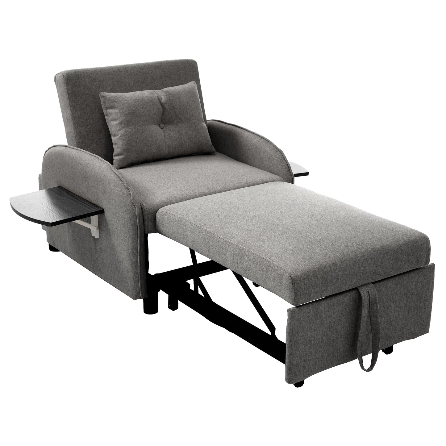 Slaapbank - Slaapstoel - Logeerbed - Klapstoel - Opvouwbare Eenpersoonsbank - Met Bedfunctie - Drievoudig Verstelbare - Opklapbaar - 123 x 74-167 x 78 cm - Donkergrijs