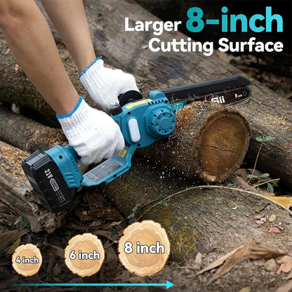Mini Accu Kettingzaag – 2-in-1 Zaag – Snoeizaag – Telescopische Zaag – Verstelbare Steel – 20 Cm Ketting – Dubbele Lithiumbatterij