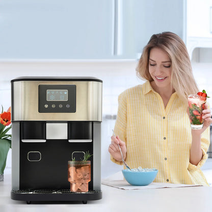 IJsmachine – IJsblokjesmachine – Crushed Ice Maker – IJsmaker – Ijswater Dispenser – 1,8 Liter Watertank – Touchscreen Bedienig - QUORE