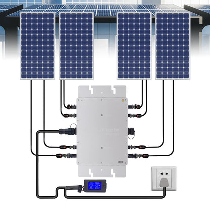 WVC-1200W Solar Grid Tie Micro Inverter IP65 Waterproof MPPT 220V Solar Microinverter DC22-50V for 30V/36V Solar Panels, EU Plug - QUORE