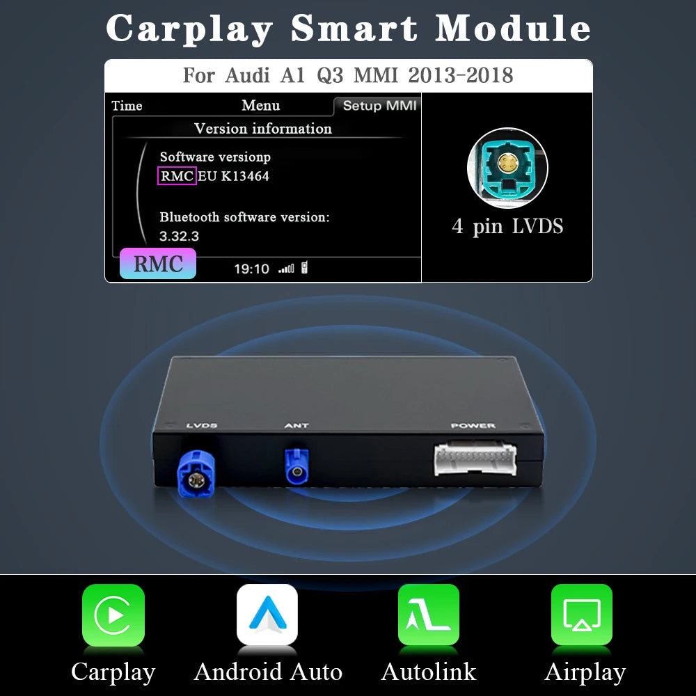 Draadloze CarPlay Interface Box – CarPlay Adapter – Android Auto Module – Mirror Link Interface – AirPlay Ontvanger – Geschikt Voor Audi A1 Q3 2012-2018 – Inclusief GPS Navigatie – Bluetooth Handsfree Bellen