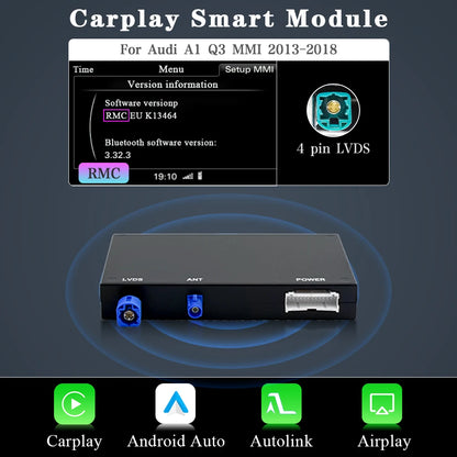Draadloze CarPlay Interface Box – CarPlay Adapter – Android Auto Module – Mirror Link Interface – AirPlay Ontvanger – Geschikt Voor Audi A1 Q3 2012-2018 – Inclusief GPS Navigatie – Bluetooth Handsfree Bellen