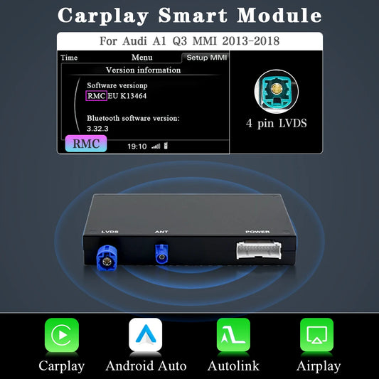Draadloze CarPlay Interface Box – CarPlay Adapter – Android Auto Module – Mirror Link Interface – AirPlay Ontvanger – Geschikt Voor Audi A1 Q3 2012-2018 – Inclusief GPS Navigatie – Bluetooth Handsfree Bellen