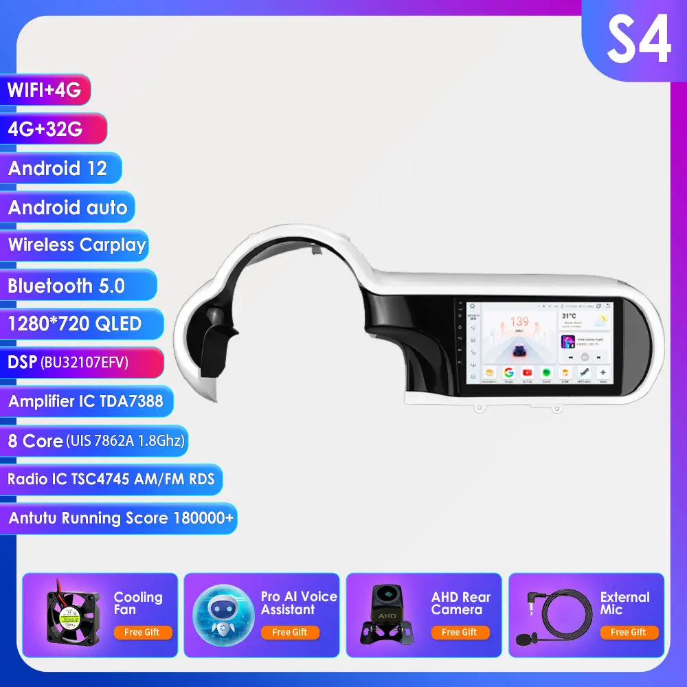 2DIN Autoradio – Multimedia Speler – Navigatiesysteem – Touchscreen Radio – Draadloze CarPlay – 9 Inch HD Scherm – 360 Graden Camera – Android 13 Besturingssysteem