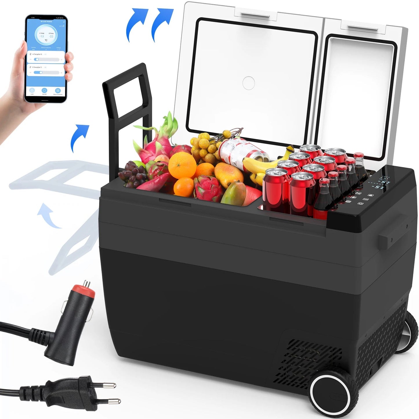 Compressor Koelbox – Portable Koelkast – Camping Koelbox – Draagbare Vriezer – Outdoor Koelbox – Dual Zone Temperatuur – Energiezuinig & Stil - 55L