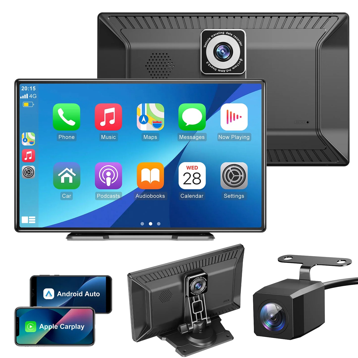 Navigatiesysteem Auto - Dashcam voor auto - GPS Navigatie - Draadloze - 2.5K DVR - Bluetooth Audio - ADAS Systeem - 9" - Achteruitrijcamera - Spraakbesturing - 64TF