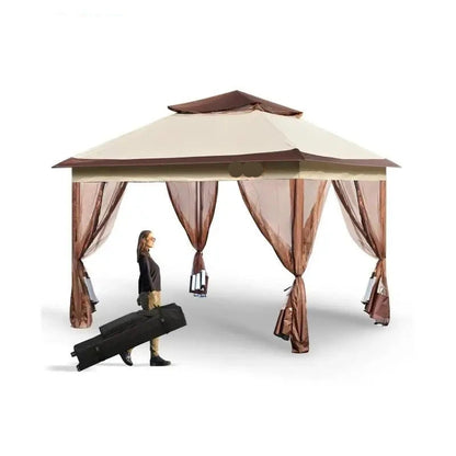 Gazebo Pop-Up Tent - Tuinpaviljoen - Kampeertent - Overkapping - Paviljoen - Opvouwbare Partytent - Tenten - Waterdichte - 11x11ft - voor Buiten