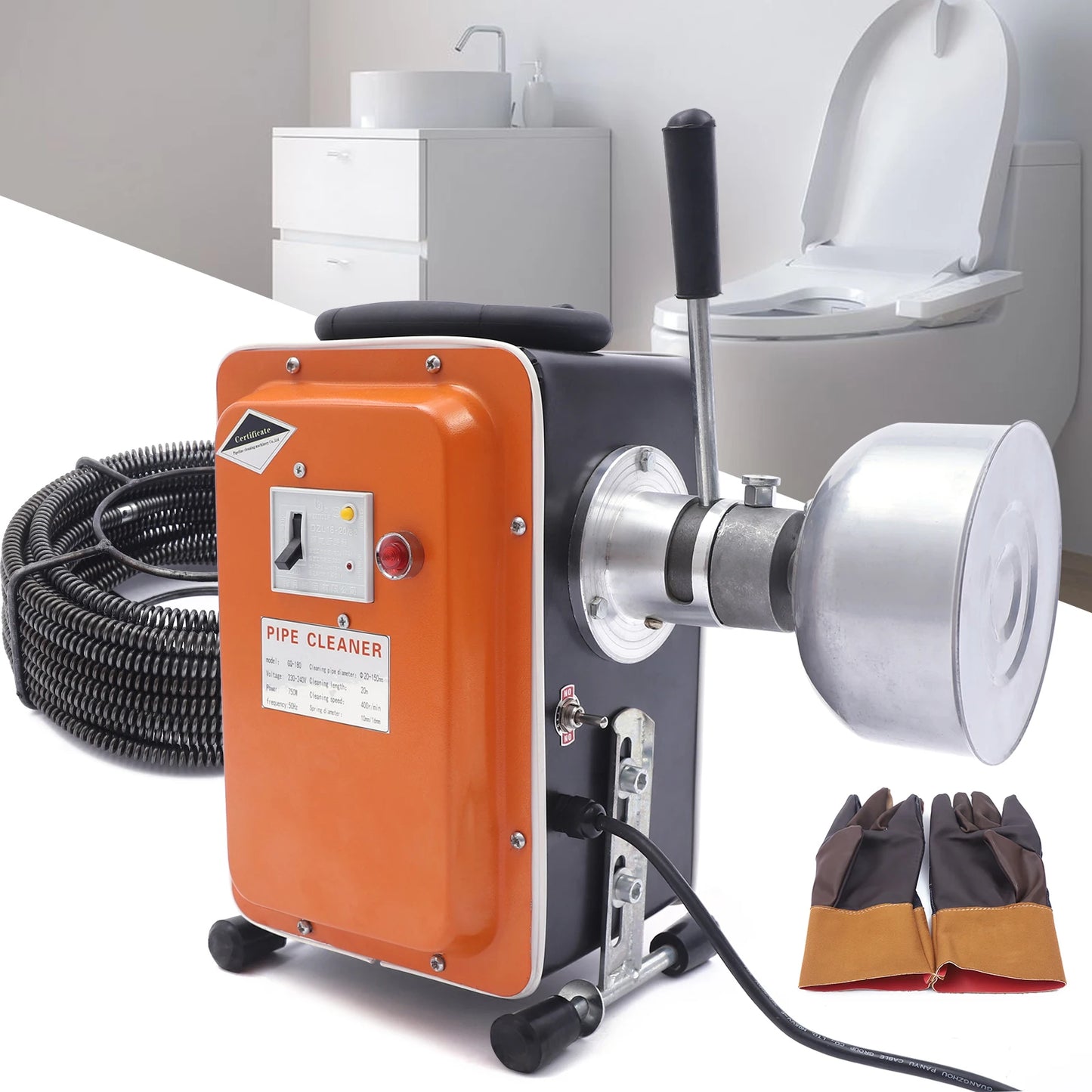 Rioolontstopper – Afvoerontstopper – Leidingen Reinigen – Verstopping Verwijderen – 20 Meter Veer – 750W Motor
