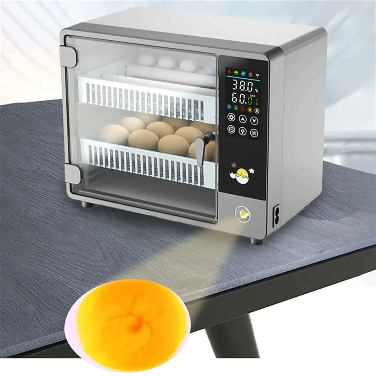 Broedmachine – Incubator – Eierbroedmachine – Kuikenbroeder – Broedkast – Automatisch Draaien – Precisie Vochtigheidscontrole – Duurzaam Plastic – 220V 55W